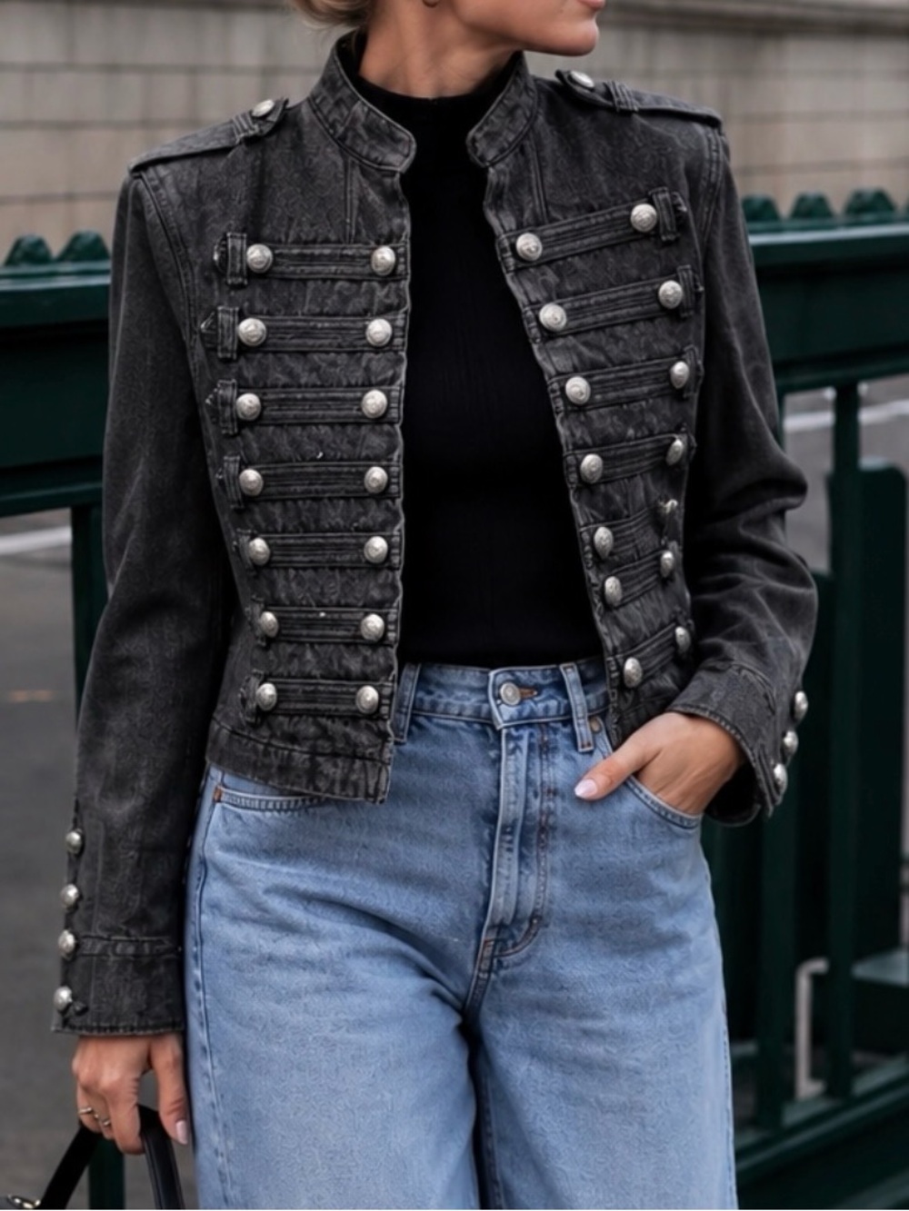 Military-Style Women's Jacket - Black